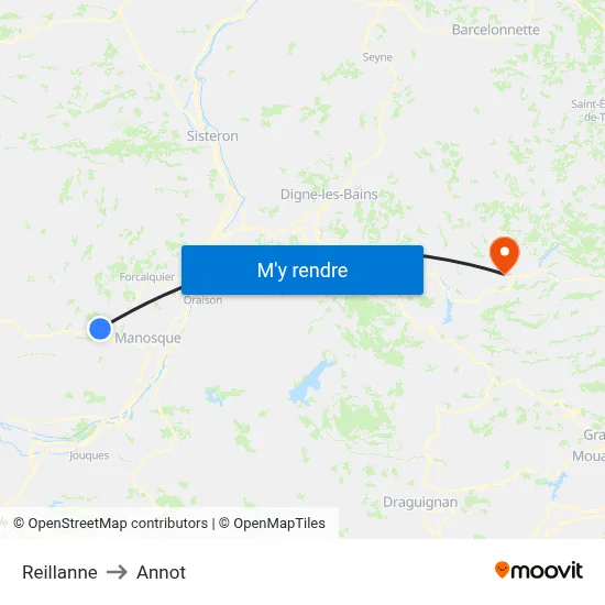 Reillanne to Annot map
