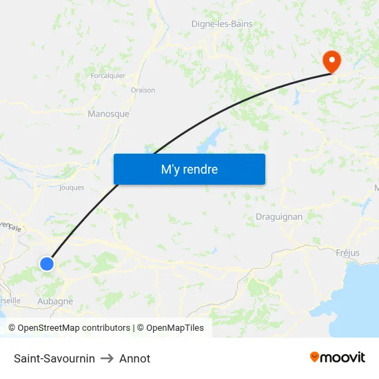 Saint-Savournin to Annot map