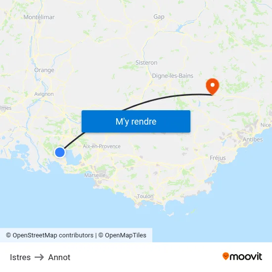 Istres to Annot map