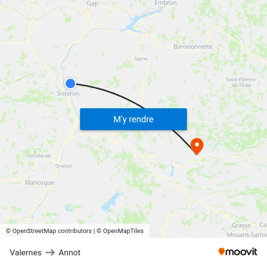 Valernes to Annot map