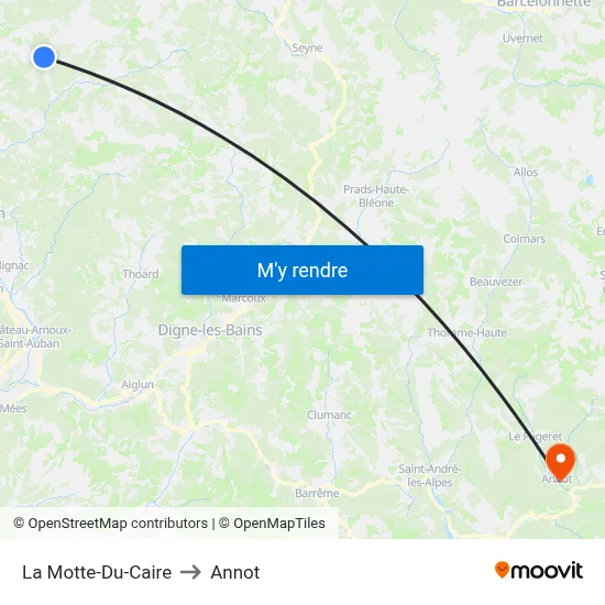La Motte-Du-Caire to Annot map