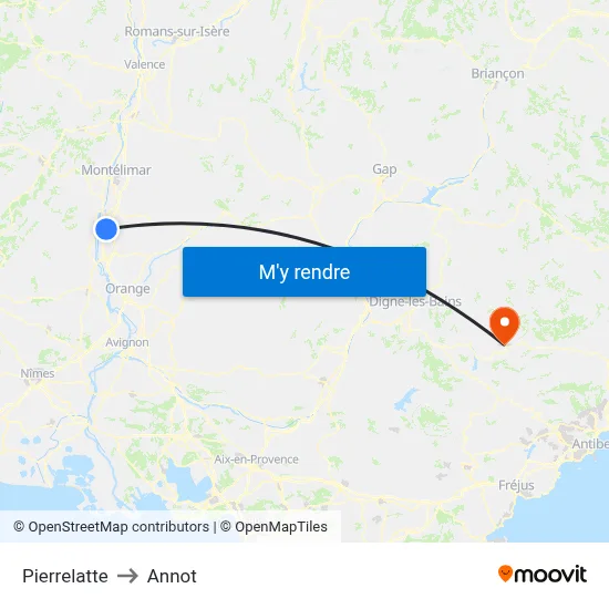 Pierrelatte to Annot map