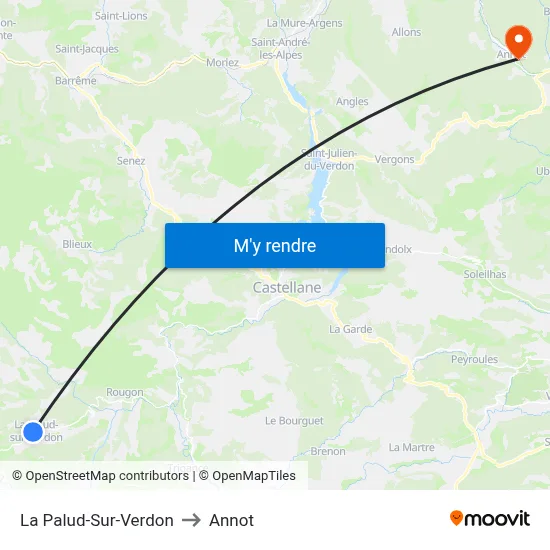 La Palud-Sur-Verdon to Annot map
