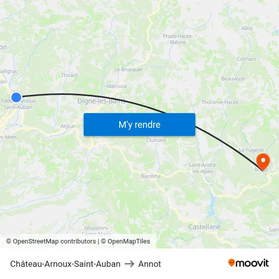 Château-Arnoux-Saint-Auban to Annot map