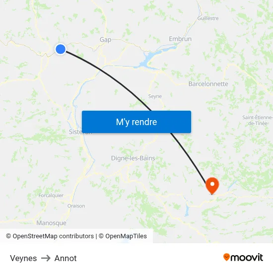 Veynes to Annot map