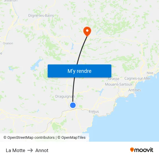 La Motte to Annot map