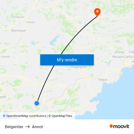 Belgentier to Annot map