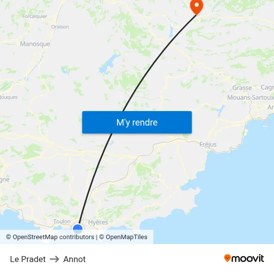 Le Pradet to Annot map