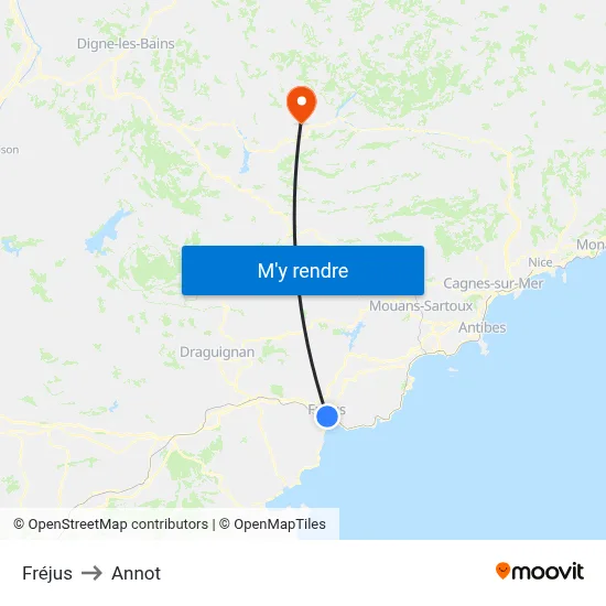 Fréjus to Annot map