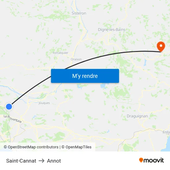 Saint-Cannat to Annot map