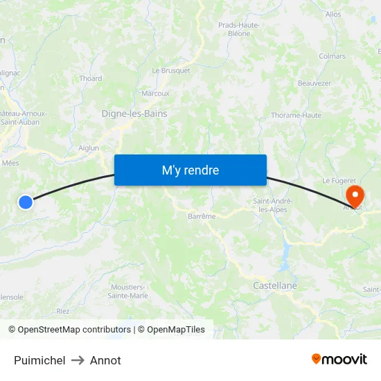 Puimichel to Annot map