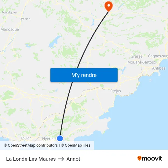 La Londe-Les-Maures to Annot map