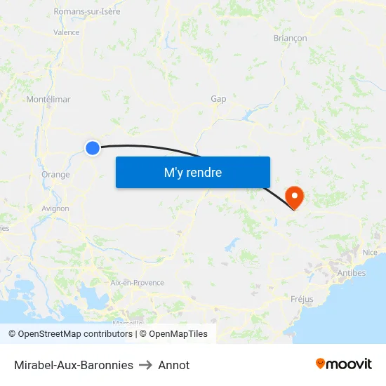 Mirabel-Aux-Baronnies to Annot map