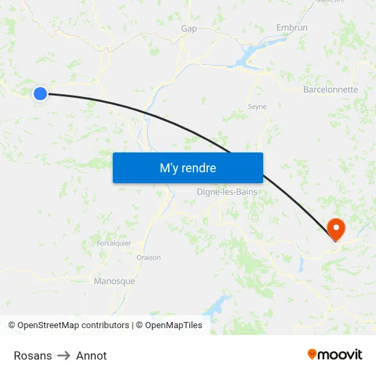 Rosans to Annot map