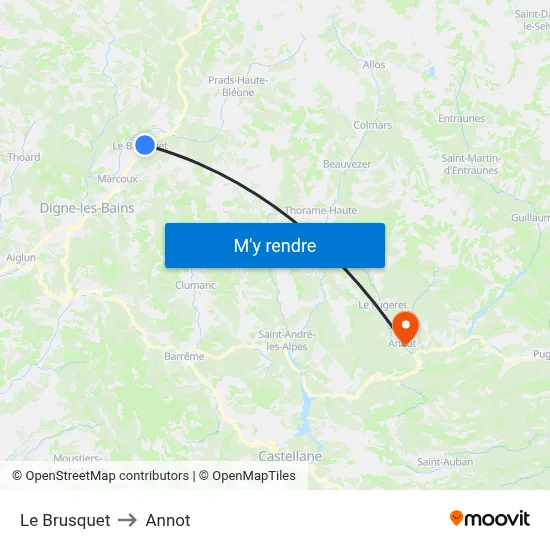 Le Brusquet to Annot map