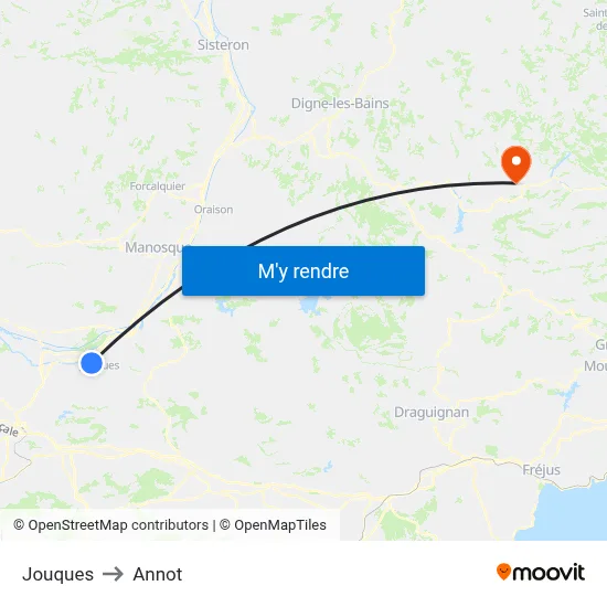 Jouques to Annot map