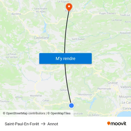 Saint-Paul-En-Forêt to Annot map