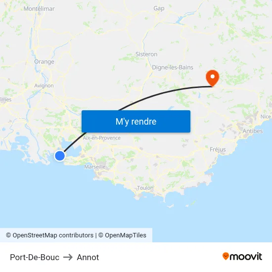 Port-De-Bouc to Annot map