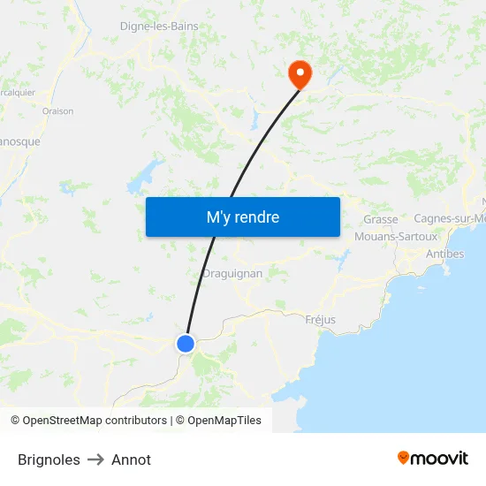 Brignoles to Annot map