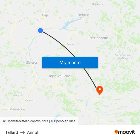 Tallard to Annot map