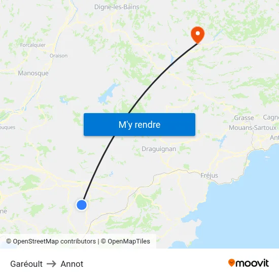 Garéoult to Annot map