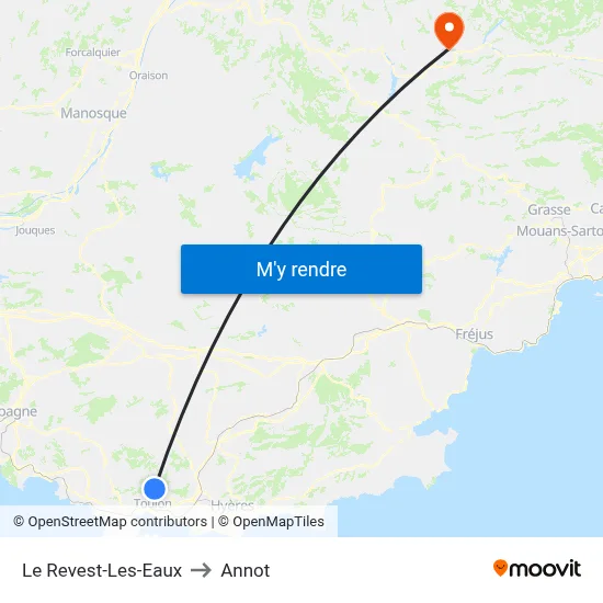 Le Revest-Les-Eaux to Annot map