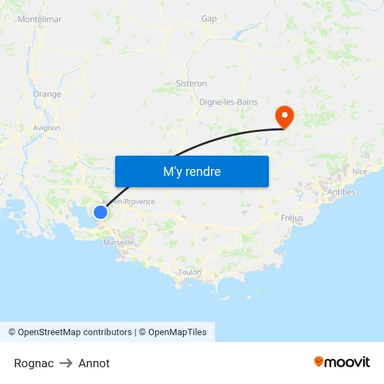 Rognac to Annot map