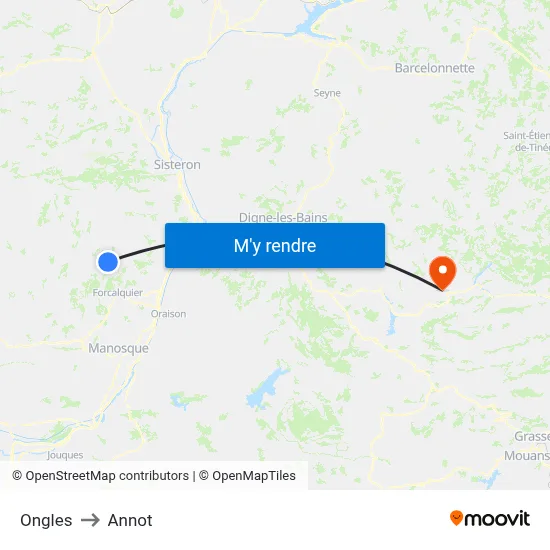Ongles to Annot map