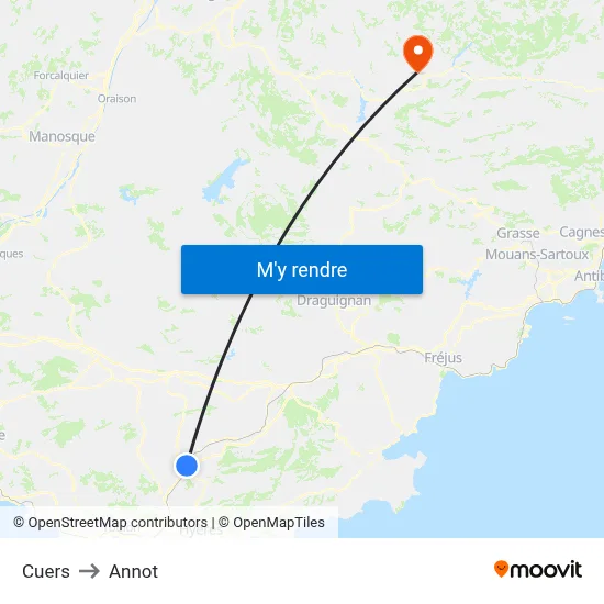 Cuers to Annot map
