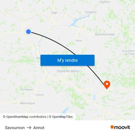 Savournon to Annot map