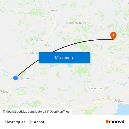 Meyrargues to Annot map