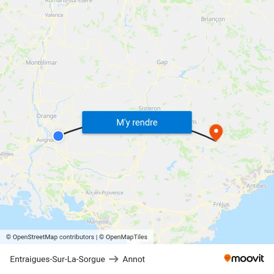 Entraigues-Sur-La-Sorgue to Annot map