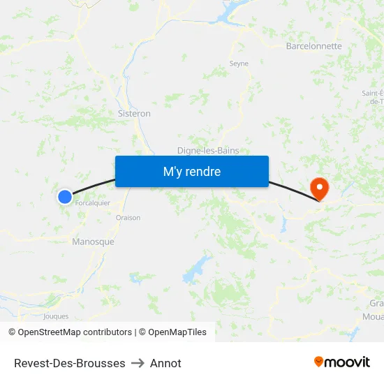 Revest-Des-Brousses to Annot map