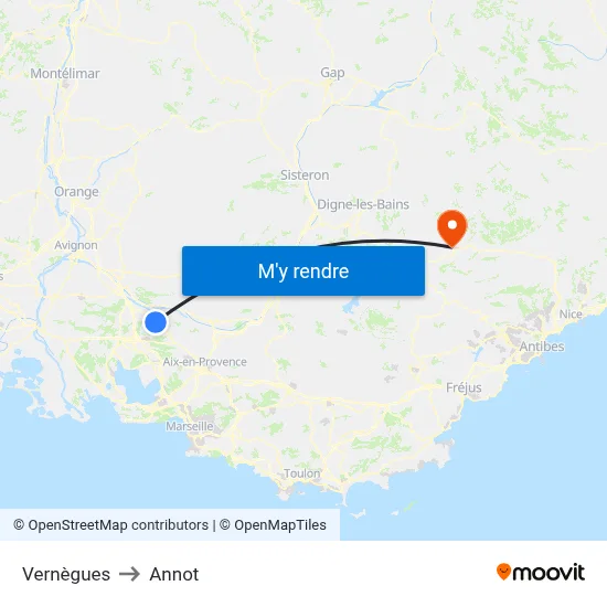 Vernègues to Annot map