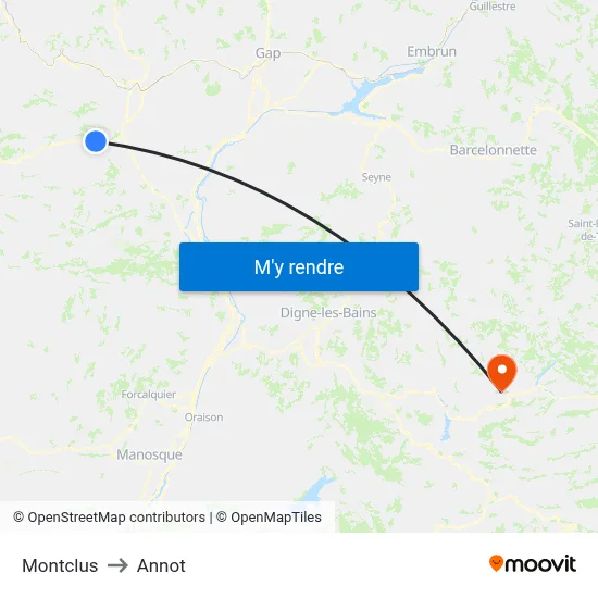 Montclus to Annot map