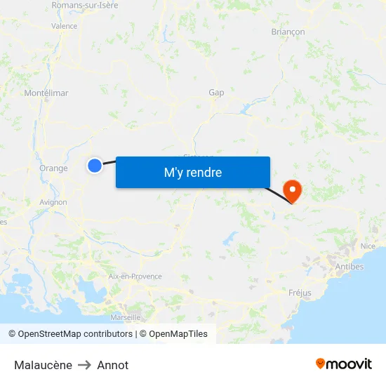 Malaucène to Annot map