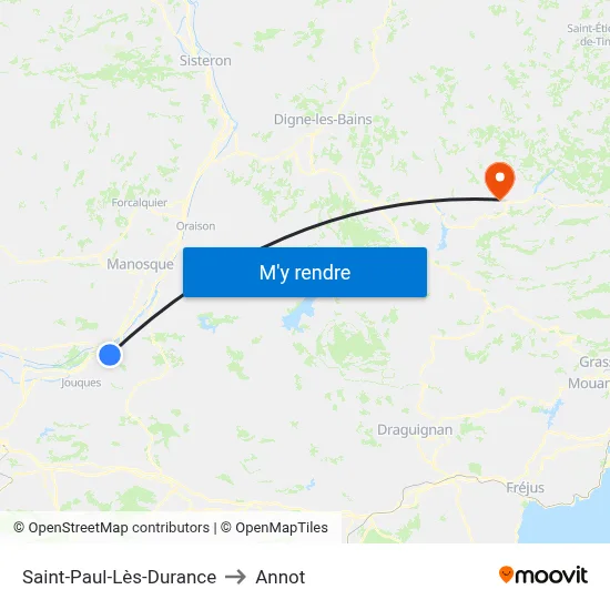 Saint-Paul-Lès-Durance to Annot map