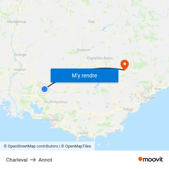 Charleval to Annot map