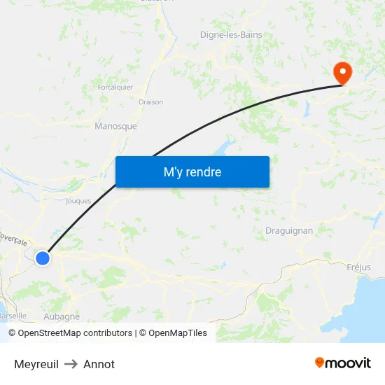 Meyreuil to Annot map