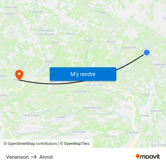 Venanson to Annot map