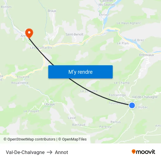 Val-De-Chalvagne to Annot map