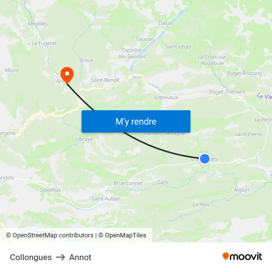 Collongues to Annot map