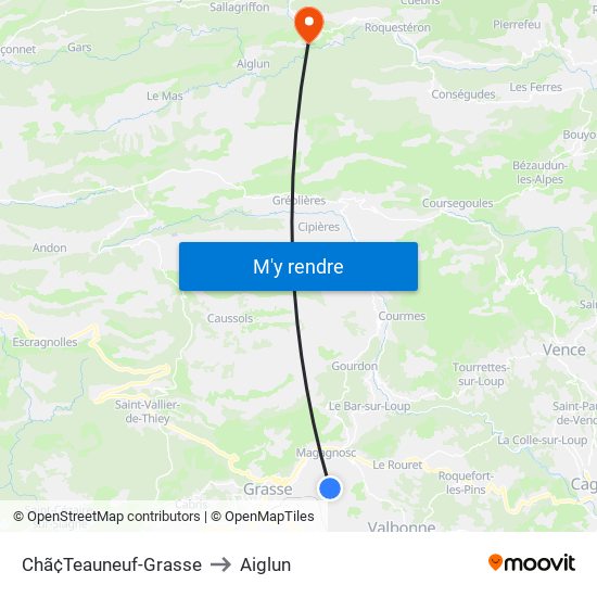 Chã¢Teauneuf-Grasse to Aiglun map