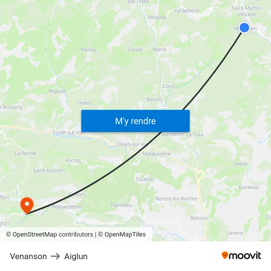 Venanson to Aiglun map