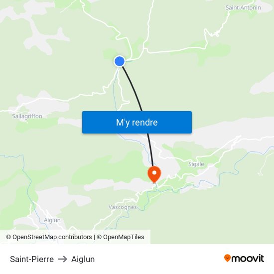 Saint-Pierre to Aiglun map