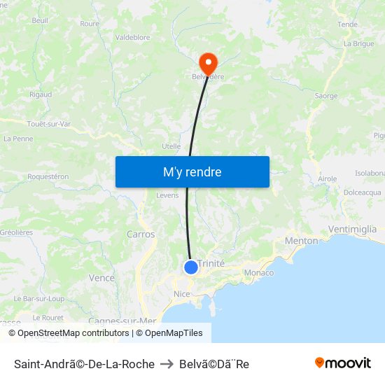Saint-Andrã©-De-La-Roche to Belvã©Dã¨Re map