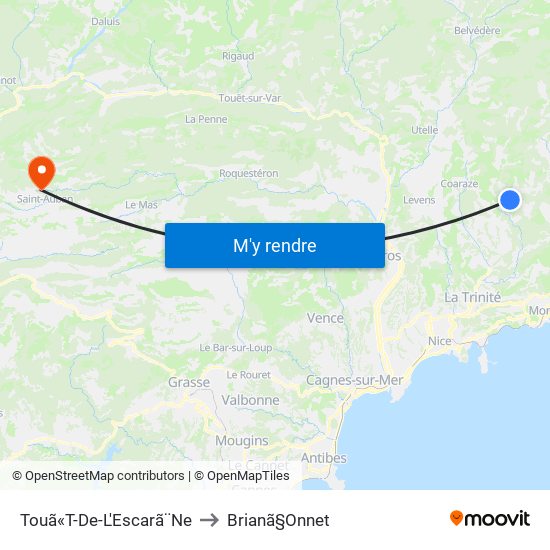 Touã«T-De-L'Escarã¨Ne to Brianã§Onnet map