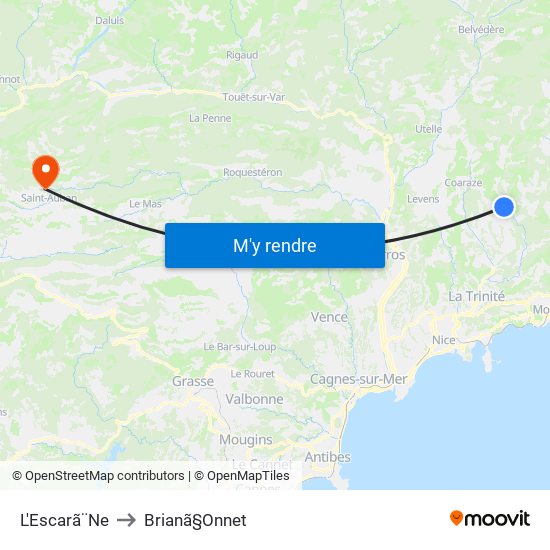 L'Escarã¨Ne to Brianã§Onnet map