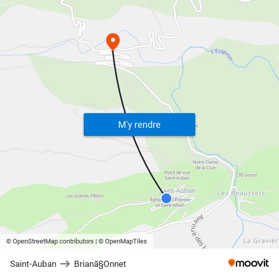 Saint-Auban to Brianã§Onnet map