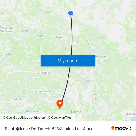 Saint-�Ienne-De-Tin to Bã©Zaudun-Les-Alpes map